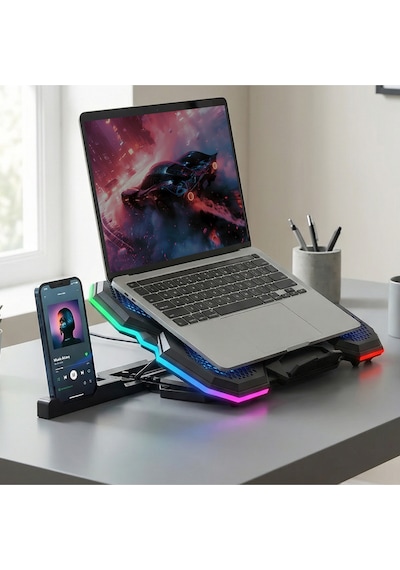 Ad-rc14 X-ranger Rgb 5fan Yükseklik Ayarlı Telefon Tutucu 9-17" Notebook Soğutucu Laptop Soğutucu