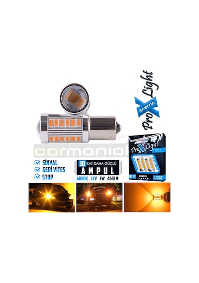 P21W 1156 Ba15S Tek Duy Stop Sinyal Geri Vites Ampulü Turuncu 33 Led