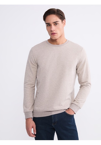 Lcwaıkıkı Basic Bej Bisiklet Yaka Erkek Kalın Sweatshirt