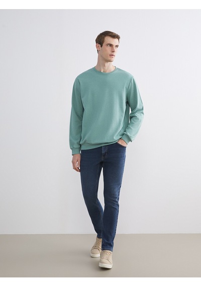 Lcw Eco Yeşil Bisiklet Yaka Erkek Sweatshirt