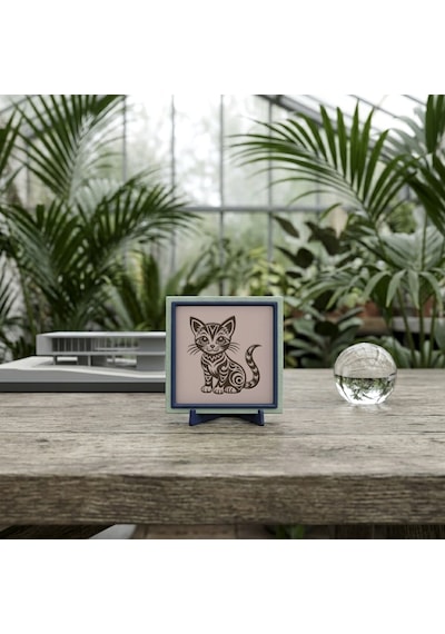 Modern Yorumla Kedi Objesi, Sevdikleriniz İçin Çok Özel Ve Kalıcı Bir Armağan 10x10 Cm