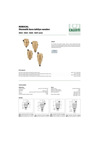 Caleffi Robocal Otomatik Hava Purjörü - 1/2'' - 115 C