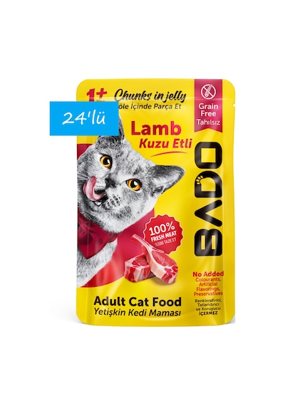 Bado Yetişkin Yaş Kedi Maması Kuzu Etli 85gr 24'lü