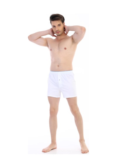 Çift Kaplan Erkek Penye Beyaz Boxer 805