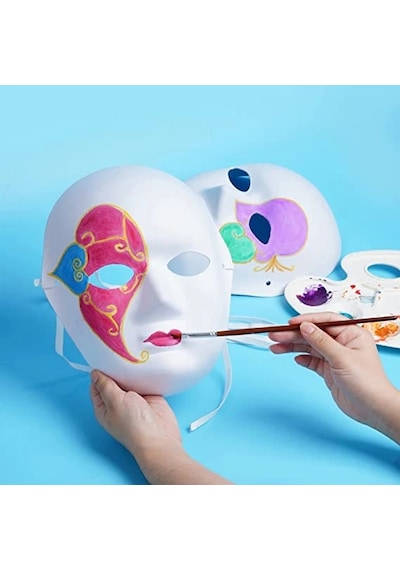 Beyaz Renk Boyanabilir Anonim Tam Yüz Cosplay Maske 24x18 Cm