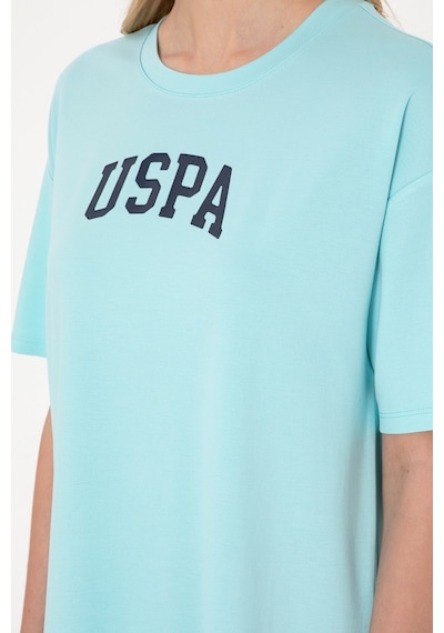 U.S. Polo Assn. Kadın Aqua Modal Karışımlı Bisiklet Yaka Mini Boy Örme Elbise 50306675-VR007