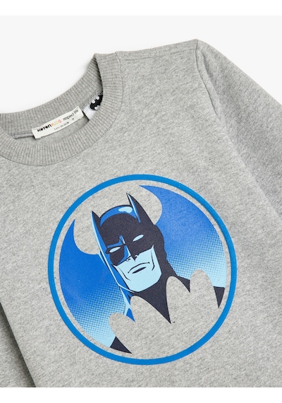 Koton Batman Sweatshirt Lisanslı Baskılı Şardonlu Gri 5wkb10520tk Gri