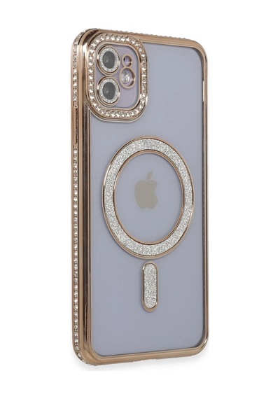 Mey İthalat Apple iPhone Uyumlu 11 - Kılıf Joke Simli Magneticsafe - Kılıf - Gold Diğer