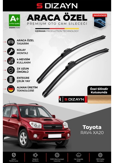 S-dizayn Toyota Rav4 Xa20 Ön Cam Silecek Seti 2000-2006 Premium Araca Özel 60-48 Cm A+ Kalite Aocs-1