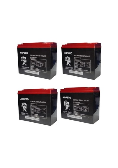 12v-20/24 Amper Dik E-bıke Akü 4'lü Paket
