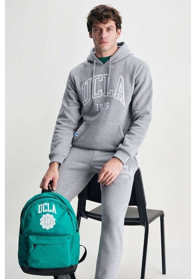 Ucla Jepsen Gri Kapüşonlu Nakışlı Standard Fit Erkek Sweatshirt Gri