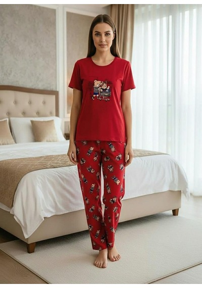 Mihra Kadın Compakt Penye Bisiklet Yaka Kısa Kol İnce Pijama Takımı 90784k - 1 Adet Kırmızı Mihra Kadın Compakt Penye Bisiklet Yaka Kısa Kol İnce Pijama Takımı 90784k - 1 Adet Kırmızı