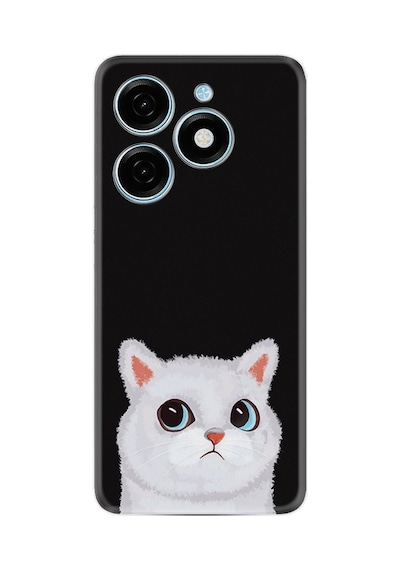 Tecno Spark 20 Spark 20c Kılıf Desenli Silikon Platinium Series White Cat 1835