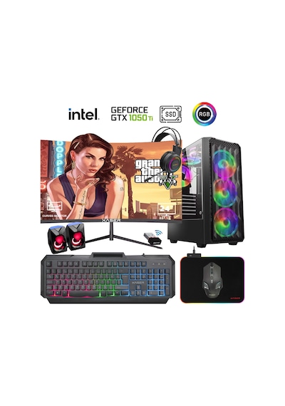 Xaser XSR937 i5-3470 16 GB 1 TB SSD 4 GB GTX1050Ti 24" Free Dos Masaüstü Oyuncu Bilgisayarı