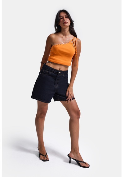 Itsbasic Kadın İndigo Selvedge Diana 7s6-50 Relax Mom Fit Denim Şort