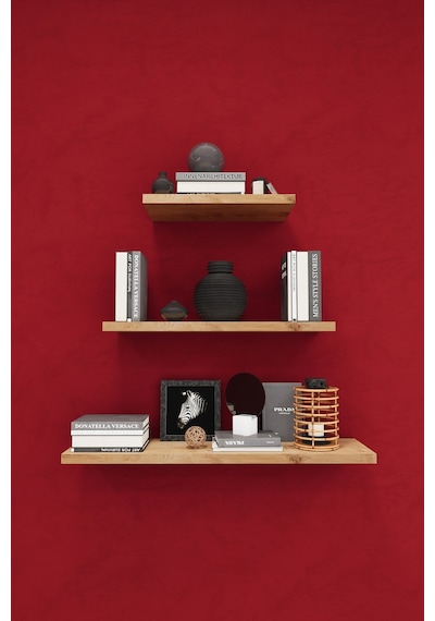 Asra Trend Modern Duvar Rafı DRF-02 %100 MDF 3'lü Dekoratif Organizer Kitaplık Meşe