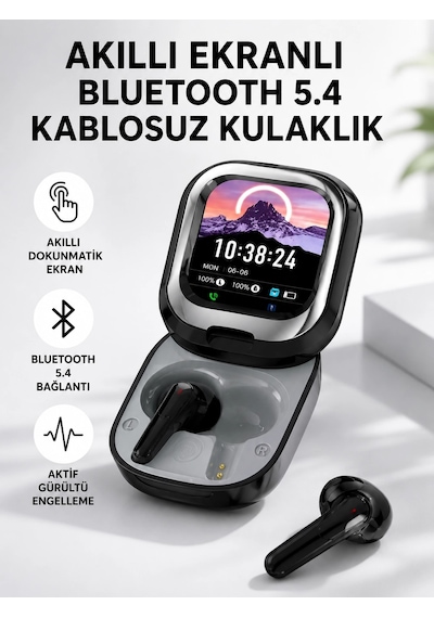 Bluetooth 5.4 Kulaklık Gürültü Engelleme Ve Akıllı Ekranlı Şarj Kutusu Najmaddin Çok Renkli