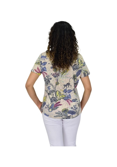 Linsolita Kadın Kısa Kol Baskılı Cepli Bluz Bgl-st04699 Taş