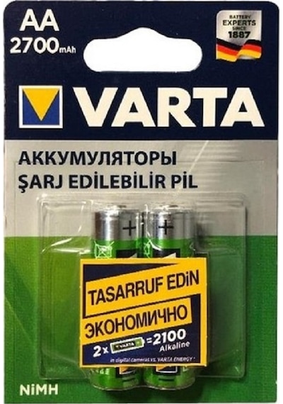Varta 2700Mah 1.2V AA Şarjlı Kalem Pil 2Li Ambalaj