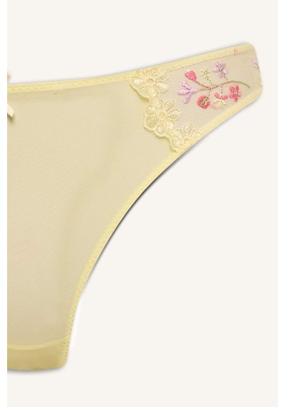 Defacto Floral Dantelli Brode Brazılıan Külot H4088ax26spyl83 Sarı-yl83