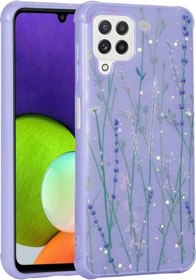 Galaxy M32 Kılıf Simli Desenli Kamera Korumalı Parlak Zore Popy Kapak Dallar