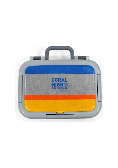 Coral High Kids Gri Sarı Çizgi Desenli Paslanmaz Çelik Beslenme Kabı 39121 Gri