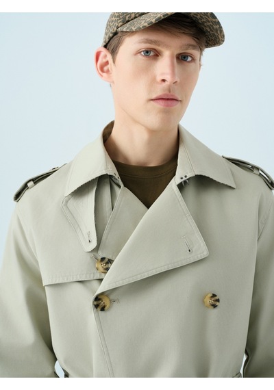 Regular Fit Erkek Trenchcoat Gri