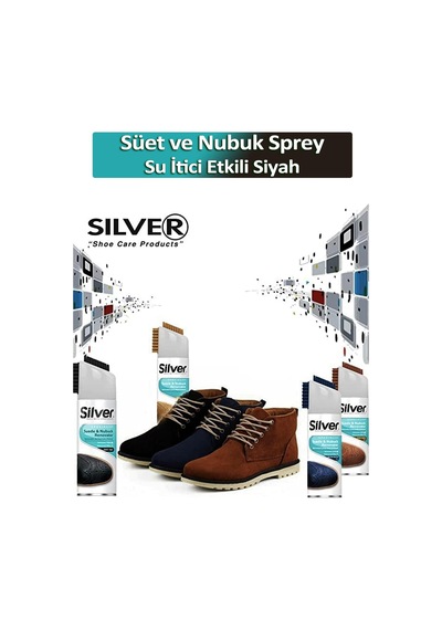 Silver Süet ve Nubuk Yenileyici Sprey Boya Su İtici Etkili Siyah 200ML Beyaz