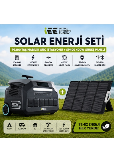 Initial Entropy Energy P3200+sp400 Profesyonel Solar Enerji Paketi 2048wh 3200w Güç İstasyonu+400w Güneş Paneli