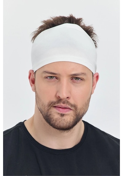 Erkek Pamuklu Penye Kaymaz Esnek Extra İnce Tarzını Yansıt Spor Ter Saç Bandı - Tek Ebat / Beyaz Beyaz