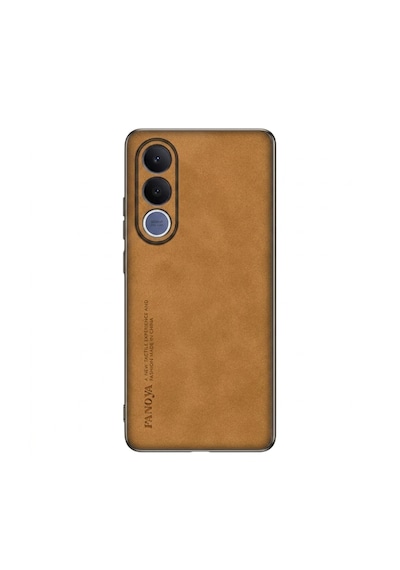 Microcase Vivo V70 Fe 5g İle Uyumlu Luxury Leather Series Deri Desenli Plastik Koruma Kılıf - Al8125 Kahverengi