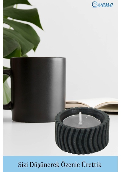 Mumluk Şamdan Tealight Mum Uyumlu Tekerlek Model - Siyah