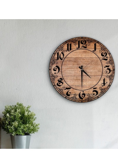 Bk Gift Dekoratif 45Cm Ahşap Duvar Saati-156