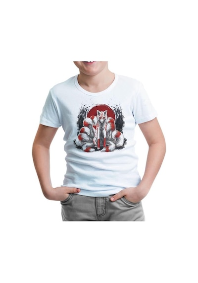 Lord Tshirt Japon - Kitsune Tilki Beyaz Çocuk Tshirt