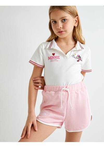 Koton Minnie Mouse Tişört Polo Yaka Lisanslı Kısa Kollu Ekru 4skg10596ak Ekru