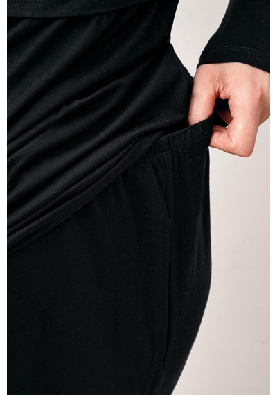 Artış Collection Uzun Kollu Esnek Likralı Viskoz Hamile Pijama Takım 20212 Siyah