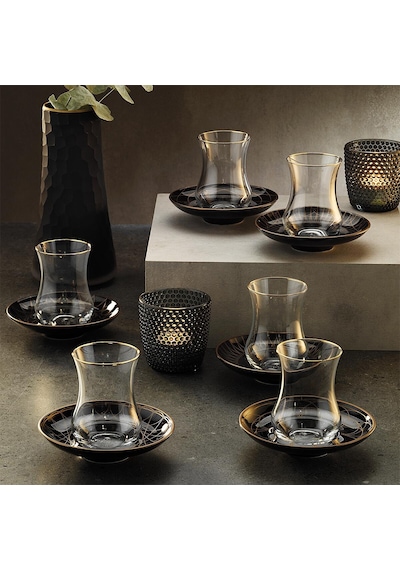 Sandro Moreno 1898 Davinci Siyah 12 Parça 6 Kişilik Çay Seti 150 Ml Siyah