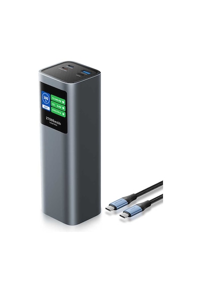 Vention Powerhive Serisi 27000mah 140w Powerbank Led Ekranlı 3 Çıkışlı 2xusb-c + 1xusb-a Hızlı Şarjlı Gri
