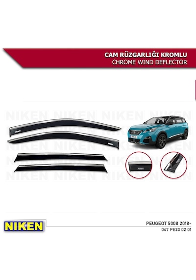 Peugeot 5008 Kromlu Cam Rüzgarlığı 4'lü Set 2018-2021
