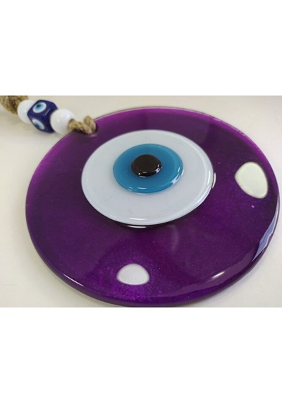 Mor El Yapımı Büyük Cam Nazar Boncuğu 12 Cm