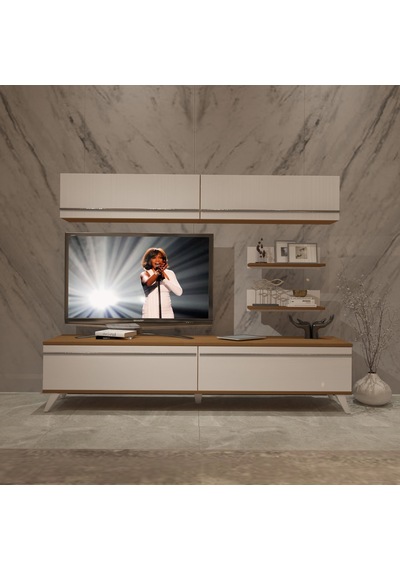 Decoraktiv Eko 5 Mdf Std Retro Tv Ünitesi Tv Sehpası - Ceviz Beyaz Ceviz - Beyaz