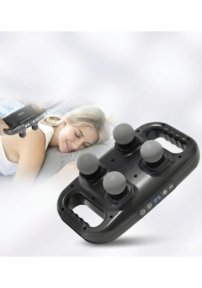 4 Başlıklı Masaj Tabancası - Ergonomik Derin Doku Sırt Ve Boyun Masaj Aleti Ağrı Ve Sızı Giderici Çok Renkli