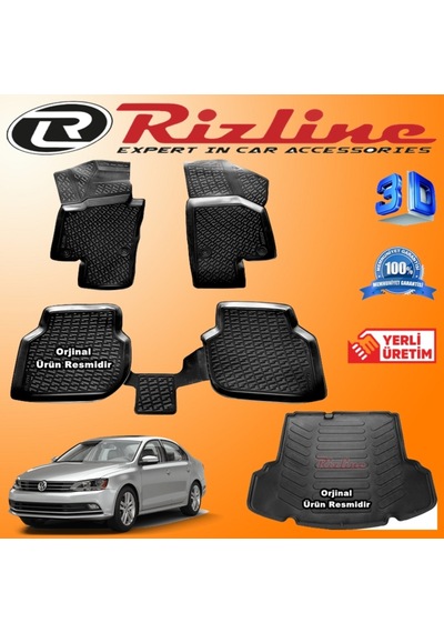 Jetta 3D Paspas + 3D Cepli Bagaj Havuzu 2015-2020 Arası Rizline N11.16184