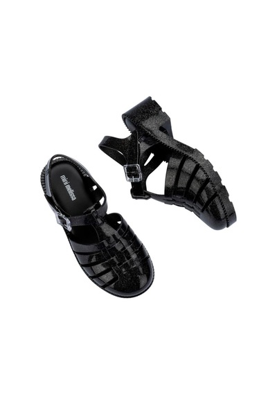 Mini Melissa Kız Çocuk Possession Parıltılı Simli İnci Siyahı Sandalet-14476 Siyah