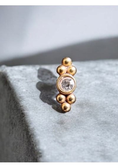 Taşlı Model Altın Renk Helıx Tragus Conch Piercing Altın