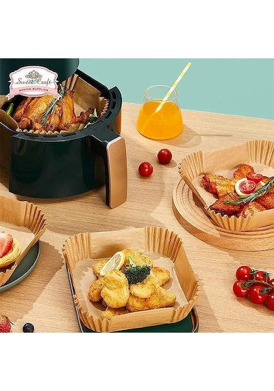 Bor Airfryer Pişirme Kağıdı 100 Adet Fritöz Pişirme Kağıdı,fritöz Yağlı Kağıdı, Yanmaz Kağıt