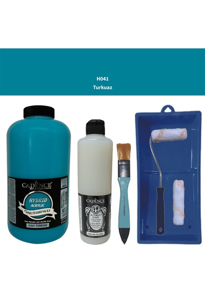 Mobilya Boyası-cadence Multisurface H-041 Turkuaz 2lt Ultimate Parlak Vernik 500ml Saten Rulo Set