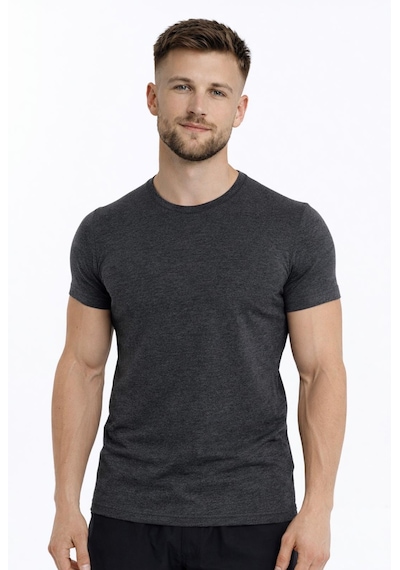 Axxel Erkek Koyu Gri Melanj Pamuk Likralı Süprem Kısa Kollu-t-shirt-d230