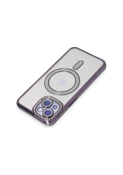 Apple İphone 13 Kılıf Joke Simli Magneticsafe Kılıf - Derin Mor