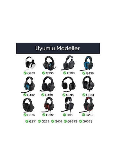 Logitech İle Uyumlu G930 G430 F450 G432 G431 G332 G231 G230 İçin Suni Deri Kulaklık Pedi Yüksek Kaliteli Materyal Kulaklık Süngeri